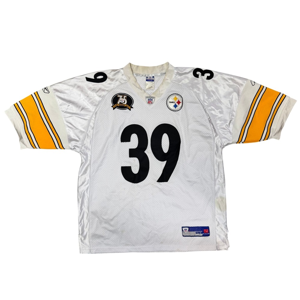 Reebok NFL Pittsburgh Steelers Willie Parker 39 Jersey 75th Season Patch Mens 54